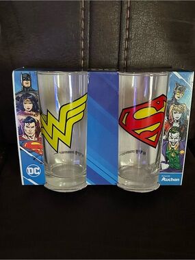 DC Comics Wonder Woman & Superman Drinking Glasses 2pk set